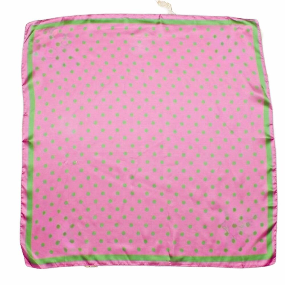 NEW PINKTOWNUSA women's polka dot silky square scarf in pink/green